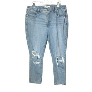Good American Zara  Light Blue Distressed Jeans Size 15 Womens